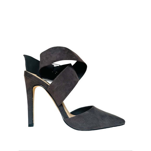 Forever 21 Gray Microsuede Wrap Around Pointy Toe Heeled Sandals, 7.5 - Picture 2 of 10